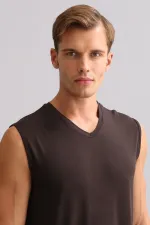 Mısırlı ORGANIC Cotton ZEUS LUXURY Regular Fit V-Neck Athletic Tank Top/T-Shirt Brown