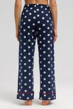 Ensemble pyjama égyptien pour femme en modal à pois bleu marine