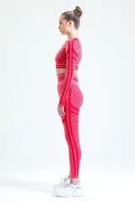 Mısırlı Kadın Kalça Toparlayıcı Çemberli Crop-Tayt Takım Kırmızı