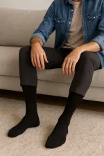 Mısırlı Erkek %100 Merserize Pamuk Ergonomik Tekli Süper İnce Soket Çorap Siyah