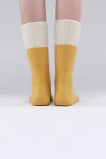 Mısırlı Kadın Soft Peluş Termal Tekli Soket Çorap Sarı