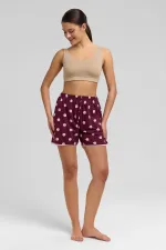 Mısırlı Kadın Modal Puantiyeli İp Askılı Şort Takımı Bordo