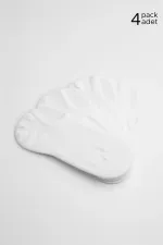 Mısırlı Kadın Pamuklu Süper Fit 4'Lü Sneaker Çorap Beyaz