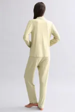 Chemise égyptienne à manches longues en modal, vert sauge