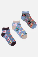 Mısırlı Unisex Pamuklu 3 Çift Ördek Desenli Çocuk Patik Çorap Ördek Desenli