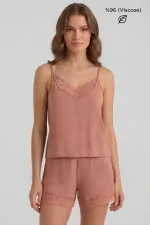 Egyptian Women's Viscose Shorts Set Coral Egyptian Women's Viscose Shorts Set Coral