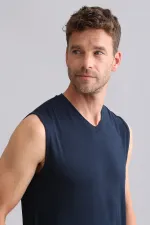 Mısırlı BAMBU ZEUS Regular Fit V Yaka Sporcu Atlet / T-Shirt Lacivert