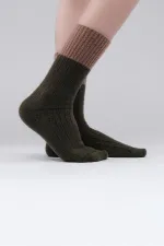 Mısırlı Kadın Soft Peluş Termal Tekli Soket Çorap Haki