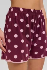 Mısırlı Kadın Modal Puantiyeli İp Askılı Şort Takımı Bordo