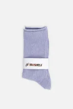 Mısırlı Kadın Bambu Simli Soket Çorap Lila