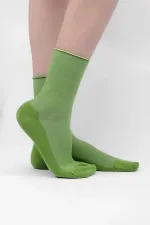 Mısırlı Kadın Bambu Tekli Diabetiker Lastiksiz Soket Çorap Yeşil