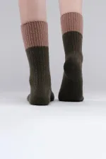 Mısırlı Kadın Soft Peluş Termal Tekli Soket Çorap Haki