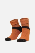 Mısırlı Kadın Alpaka Yünü Kışlık Kıvrık Tekli Soket Çorap Oranj
