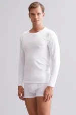 BAMBU HERCULES Slim Fit Bisiklet Yaka Uzun Kollu Erkek  Fanila Beyaz