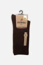 Mısırlı Kadın Koyun Yünü Tekli Soket Çorap Kahverengi