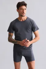 Mısırlı BAMBOO HERCULES Slim Fit Crew Neck Undershirt/T-Shirt Anthracite