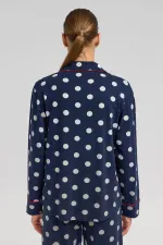 Ensemble pyjama égyptien pour femme en modal à pois bleu marine
