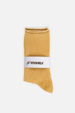 Mısırlı Kadın Bambu Simli Soket Çorap Safran