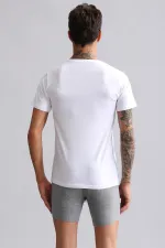 Débardeur/T-shirt blanc à col rond et coupe ajustée en bambou égyptien Hercules