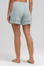 Mısırlı Kadın Örme Askılı Short Takım Açık Mavi