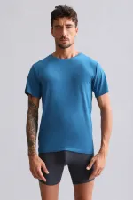 Mısırlı Modal By TENCEL HERCULES Slim Fit Bisiklet Yaka Fanila / T-Shirt Petrol