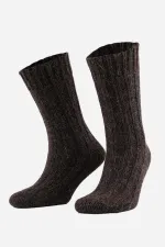 Mısırlı Unisex 5 Kat Alpaka Yünü Kışlık Tekli Soket Çorap Kahverengi