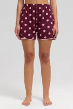 Mısırlı Kadın Modal Puantiyeli İp Askılı Şort Takımı Bordo