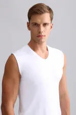 Mısırlı Modal By TENCEL HERCULES Slim Fit V-Neck Athletic Tank Top / T-Shirt White
