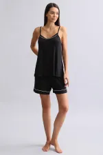 Women's Modal Thin Strap Pajama Top Black