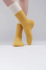 Mısırlı Kadın Soft Peluş Termal Tekli Soket Çorap Sarı