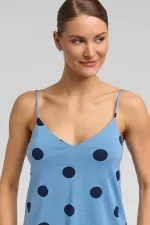 Haut de pyjama à bretelles en modal à pois pour femme, bleu ciel