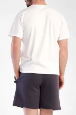 Mısırlı Erkek Pamuklu Kısa Kol Şort Pijama Takımı Beyaz