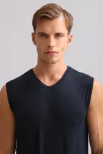 Mısırlı ORGANIC Pamuklu ZEUS LUXURY Regular Fit V Yaka Sporcu Atlet / T-Shirt Lacivert