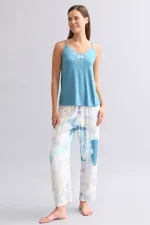 Mısırlı Kadın Örme İp Askılı Atlet Lacivert