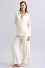 Mısırlı Women's Bamboo Pajama Set, Off-White