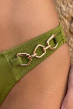 Mısırlı Zincir Detaylı Double Dolgulu Bikini Takım Çağla Yeşili