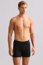 Mısırlı ORGANIC Pamuklu ZEUS LUXURY Regular Fit Metal Armalı Long Boxer Siyah