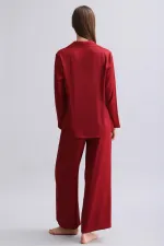 Mısırlı Kadın Bambu Pijama Takımı Bordo