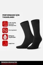 Mısırlı Unisex Bambu Özel Sıkılaştırıcı Teknolojiyle Soket Boy Uçuş Ve Pilot Çorabı Siyah