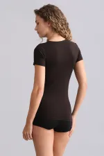 Débardeur/T-shirt à col rond en modal égyptien TENCEL VICTORIA marron