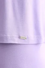 Débardeur/T-shirt de sport violet à col rond, coupe classique, en bambou égyptien Zeus Luxury