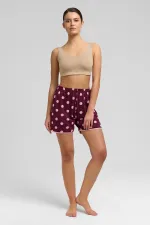 Mısırlı Kadın Modal Puantiyeli İp Askılı Şort Takımı Bordo