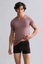 Mısırlı Modal By TENCEL HERCULES Slim Fit V Yaka Fanila / T-Shirt Lavender