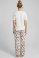 Mısırlı Kadın Pamuklu Pijama Takım Beyaz