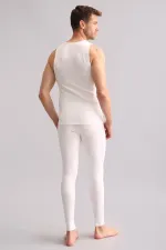 Débardeur/T-shirt de sport thermique en bambou égyptien à col en V, écru