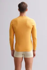 Mısırlı Modal By TENCEL HERCULES Slim Fit Bisiklet Yaka Uzun Kollu Fanila / T-Shirt Hardal