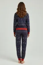 Kış Temalı Kadın Pijama Takımı Lacivert