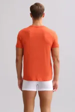 Débardeur/T-shirt de luxe en bambou égyptien Zeus, coupe classique, col rond, rouge rouille