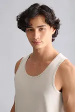 Mısırlı ORGANIC Cotton HERCULES Slim Fit Basic Tank Top Earth Beige