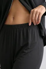 Mısırlı Kadın Bambu Beli Lastikli  Pijama Alt Siyah